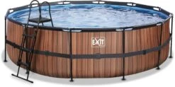 EXIT TOYS EXIT Wood Zwembad - 488 X 122 Cm - Met Zandfilterpomp En Trap
