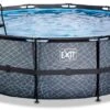 EXIT TOYS EXIT Stone Zwembad - 450 X 122 Cm - Met Zandfilterpomp En Trap -Zwembadwinkel 637 1200 exit stone zwembad o450x122cm met zandfilterpomp grijs