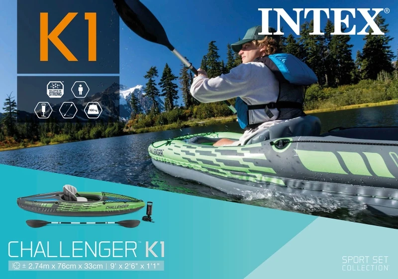 Intex Challenger K1 Opblaasbare Kajak - 1 Persoon 13 Intex Challenger K1 Opblaasbare Kajak - 1 Persoon - Image 11