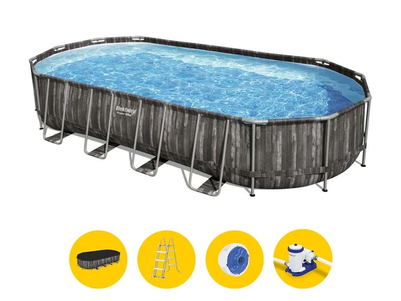 Bestway Power Steel Oval Zwembad - 732 X 366 X 122 Cm - Met Filterpomp En Accessoires 3 Bestway Power Steel Oval Zwembad - 732 X 366 X 122 Cm - Met Filterpomp En Accessoires