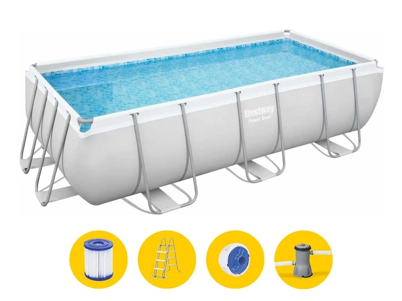 Bestway Power Steel Rectangular Zwembad - 404 X 201 X 100 Cm - Met Filterpomp En Accessoires 3 Bestway Power Steel Rectangular Zwembad - 404 X 201 X 100 Cm - Met Filterpomp En Accessoires