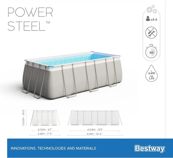 Bestway Power Steel Rectangular Zwembad - 404 X 201 X 100 Cm - Met Filterpomp En Accessoires 10 Bestway Power Steel Rectangular Zwembad - 404 X 201 X 100 Cm - Met Filterpomp En Accessoires - Image 8