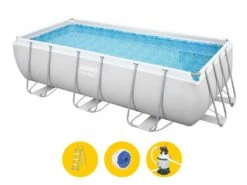 Bestway Power Steel Rectangular Zwembad - 412 X 201 X 122 Cm - Met Zandfilterpomp En Accessoires
