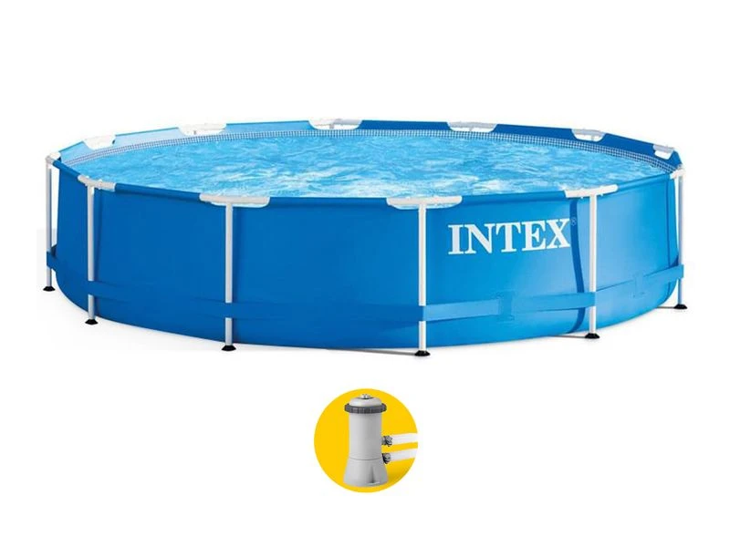 Intex Metal Frame Pool - 305 X 76 Cm - Met Filterpomp 3 Intex Metal Frame Pool - 305 X 76 Cm - Met Filterpomp