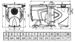 DAB E-Swim 300 M Variabele Zwembadpomp -Zwembadwinkel technische gegevens 2